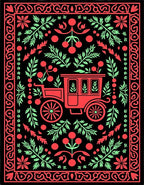 Antique Carriage Floral Vine Accents Rug