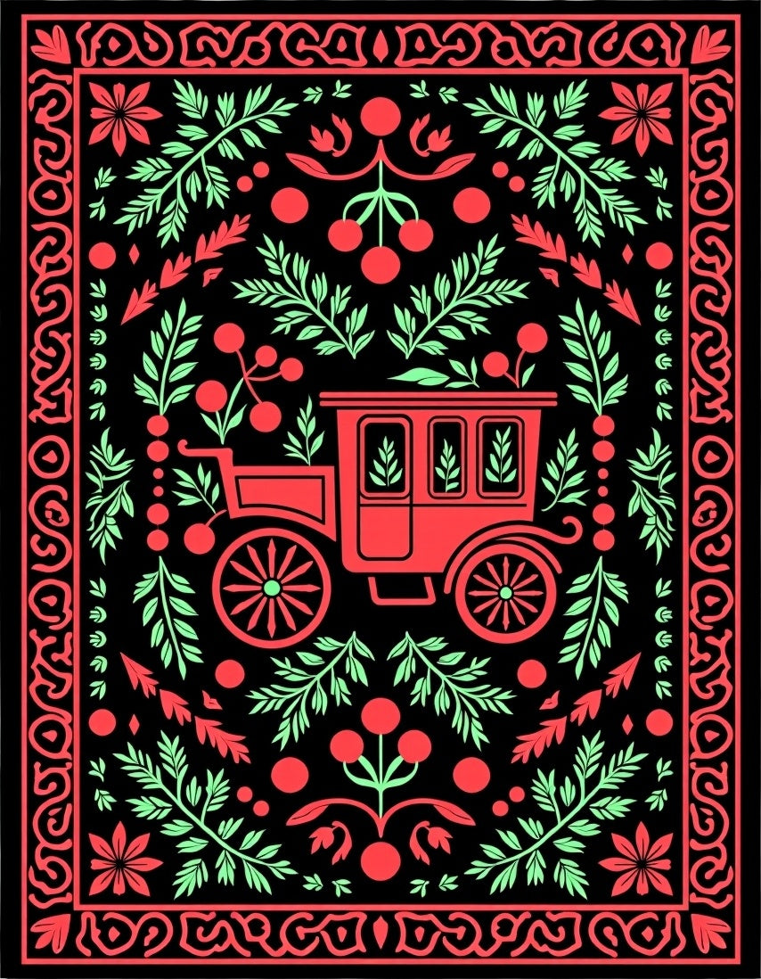Antique Carriage Floral Vine Accents Rug
