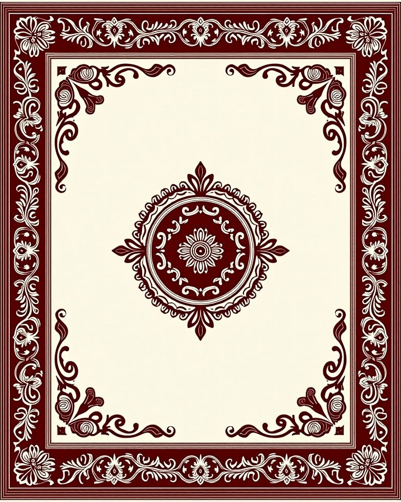 Crimson Ornamental Floral Medallion Rug