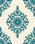 Teal Floral Medallion Damask Rug
