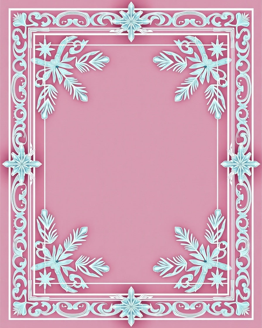 Regal Pink Floral Snowflake Border Rug