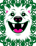 Whimsical White Feline Green Outline Rug