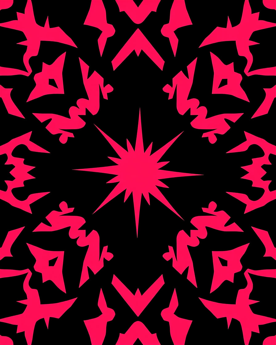 Bright Pink Starburst Kaleidoscope Rug