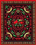 Bold Red Tractor Floral Accent Rug
