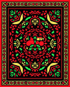 Bold Red Tractor Floral Accent Rug