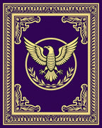 Gold Imperial Eagle Purple Scrollwork Rug