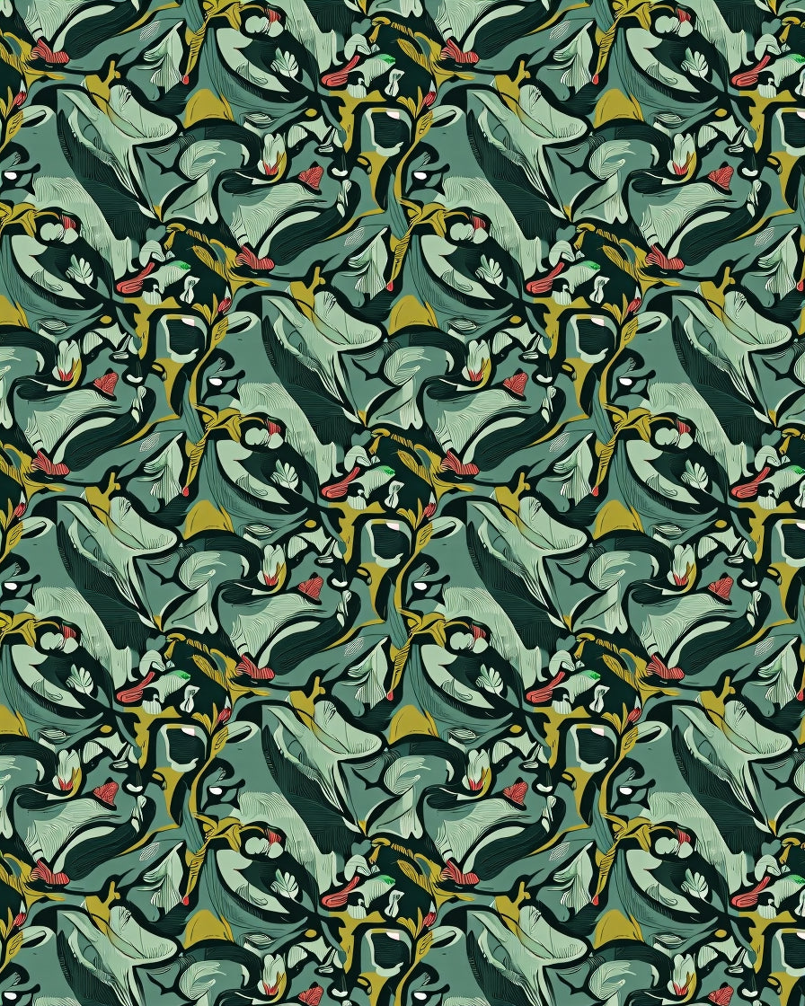 Abstract Swirl Emerald Botanical Rug