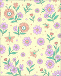 Soft Peach Mint Daisy Floral Field Rug