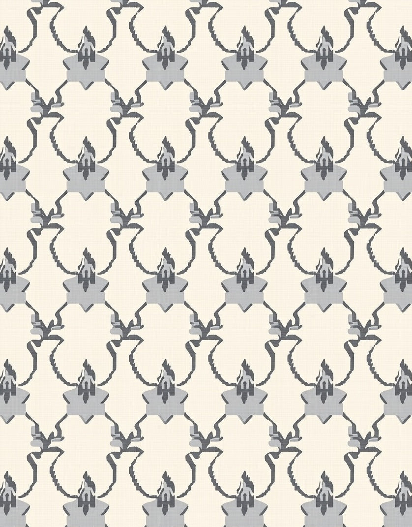 Pale Cream and Gray Arch Motif Rug