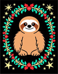 Cute Sloth Wreath Christmas Stars Rug