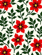Vibrant Red Blooming Foliage Rug