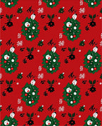 Festive Red Christmas Tree Snowman Rug