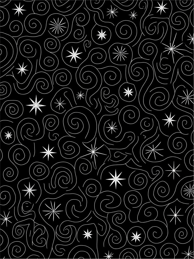 Black White Cosmic Swirl Star Rug