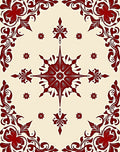 Deep Red Ornate Floral Symmetry Rug