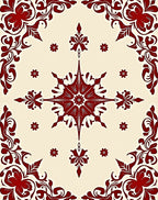 Deep Red Ornate Floral Symmetry Rug