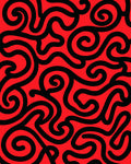 Bold Crimson Wavy Abstract Rug