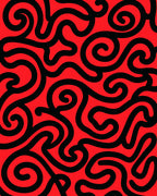 Bold Crimson Wavy Abstract Rug