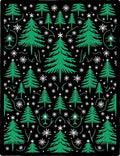 Evergreen Trees Winter Snowflakes Black Rug