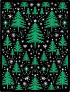 Evergreen Trees Winter Snowflakes Black Rug