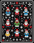Festive Black Santa Claus Snowflakes Rug