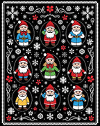 Festive Black Santa Claus Snowflakes Rug