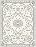 Elegant Gray Floral Scroll Medallion Rug