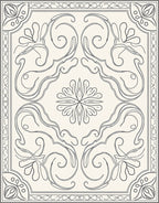 Elegant Gray Floral Scroll Medallion Rug