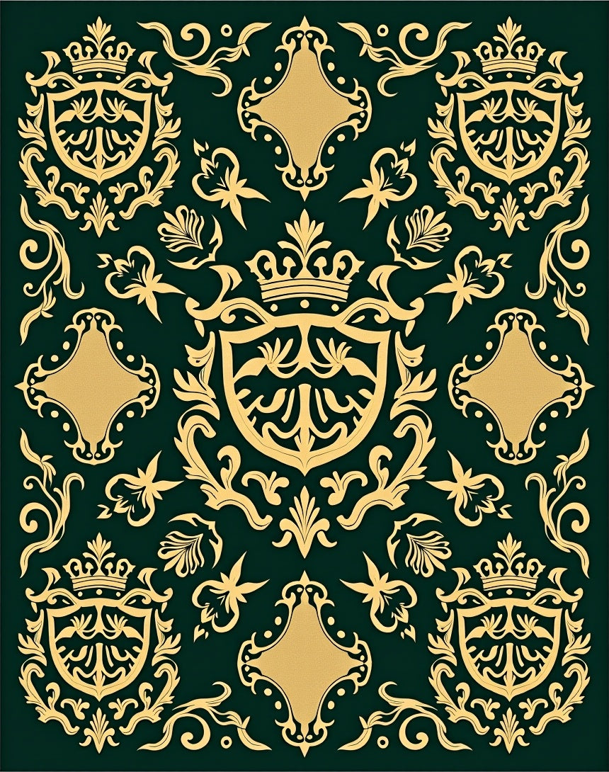 Emerald Gold Royal Crest Flourish Rug