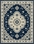 Crimson Ivory Ornate Floral Tableau Rug