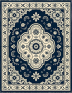Crimson Ivory Ornate Floral Tableau Rug