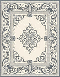 Vintage Cream Gray Floral Border Rug