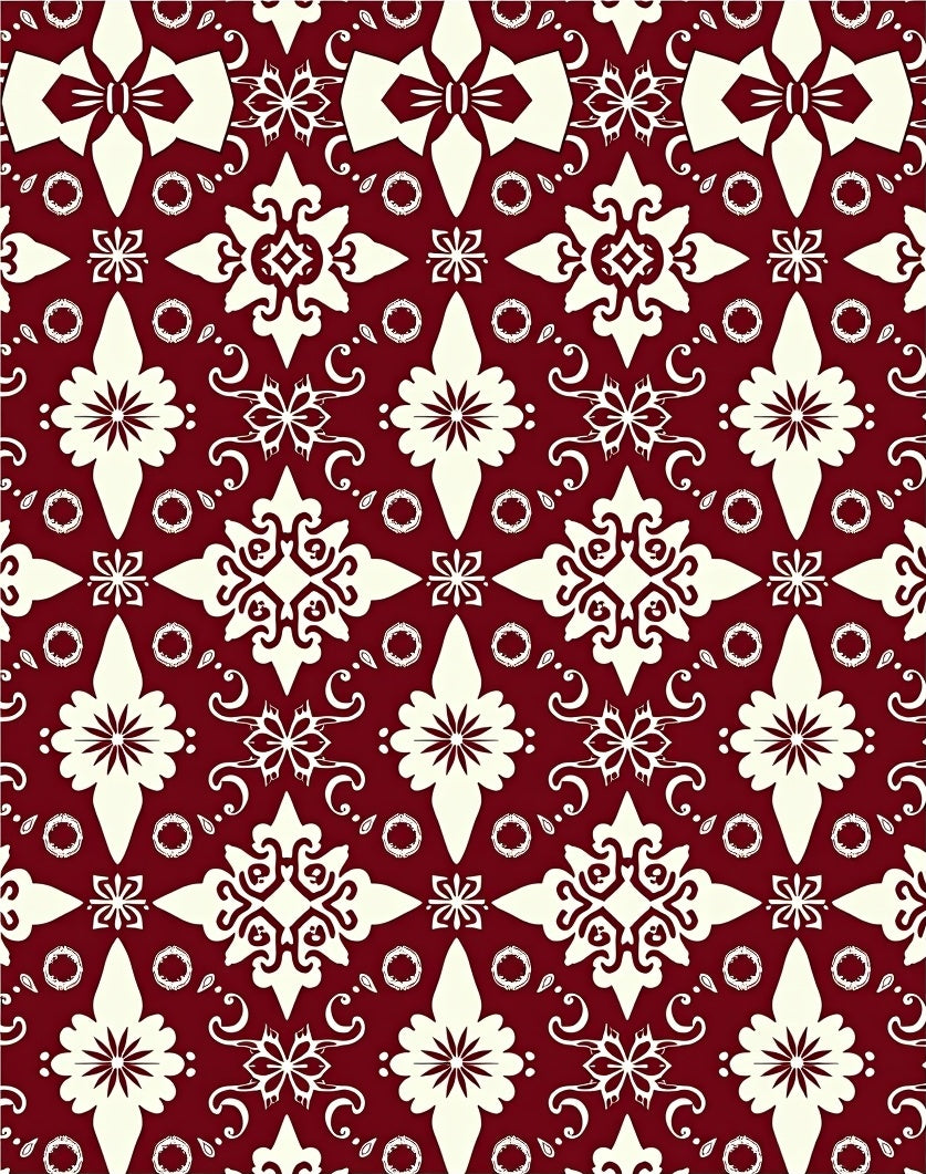Crimson Cream Floral Medallion Arrangement Rug