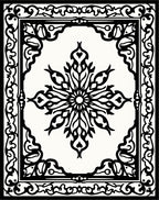 Classic Black White Medallion Frame Rug