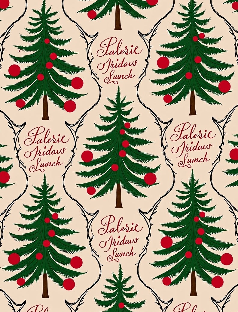 Festive Christmas Tree Red Ornament Rug