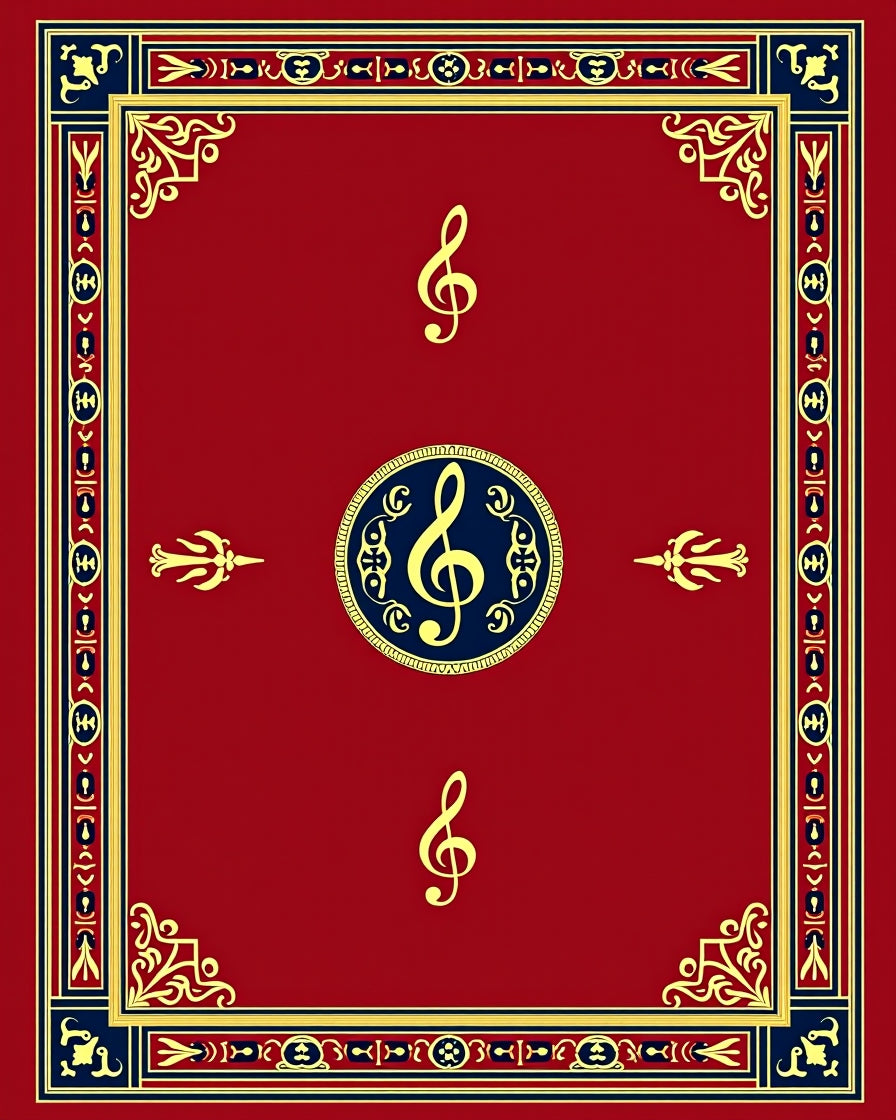 Crimson Gold Treble Clef Orchestra Rug