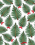 Green Pine Sprigs Red Ribbon All-Over Rug