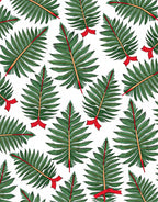 Green Pine Sprigs Red Ribbon All-Over Rug