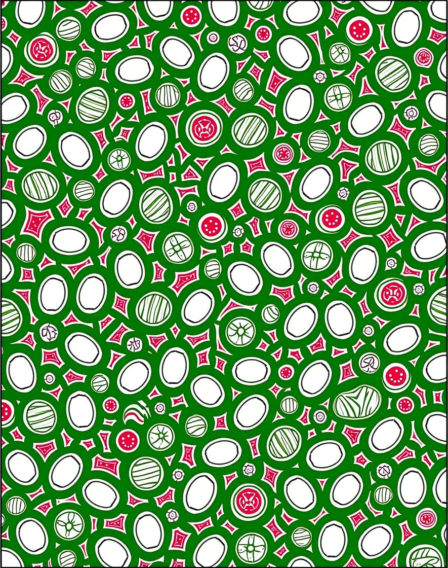 Festive Green Red Circles Garland Rug