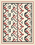 Art Deco Cream Black Red Geometric Rug