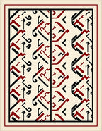 Art Deco Cream Black Red Geometric Rug