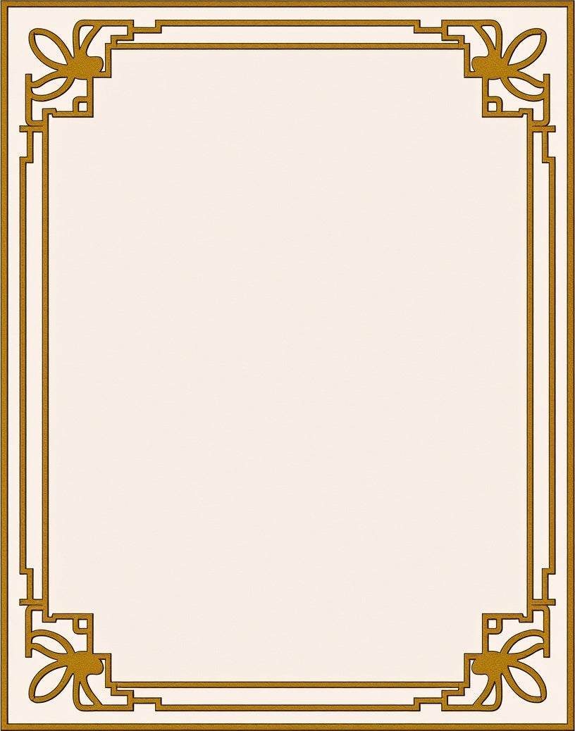 Golden Art Deco Floral Border Rug