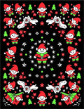 Whimsical Elf Christmas Black Floral Rug