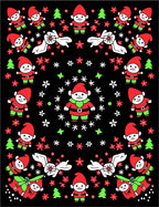Whimsical Elf Christmas Black Floral Rug