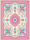 Pink Teal Cream Floral Medallion Swirl Rug