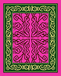 Vibrant Pink Gilded Scrollwork Border Rug