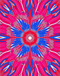 Vibrant Pink Blue Sunburst Radial Rug