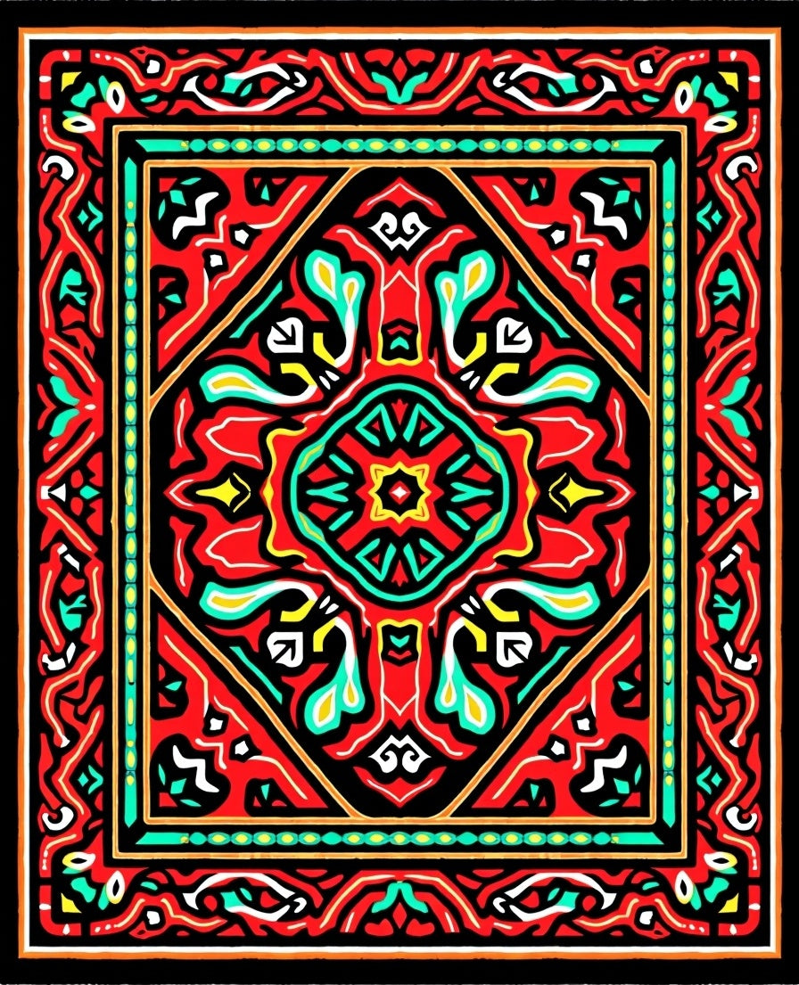Vibrant Red Tribal Medallion Rug