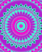 Vibrant Purple Teal Mandala Bloom Rug