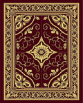 Rich Crimson Golden Floral Border Rug