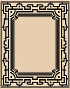 Classic Black Geometric Border Frame Rug